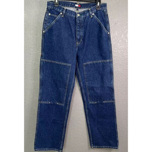 Vintage 1990's TOMMY HILFIGER Women's Jeans Sz 11 Carpenter Blue Baggy‎ Wide Leg